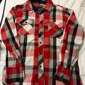 Red plaid, Long sleeve collared shirt